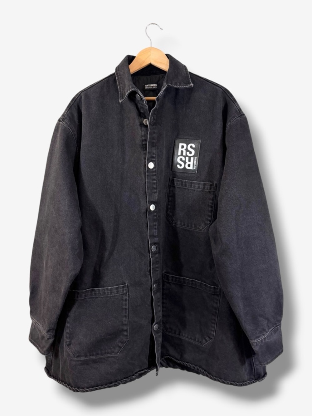 Raf Simons AW20/21 Big Fit Padded Denim Shirt Jacket Size M Washed Black